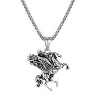 Collar con Colgante de Pegaso de Acero Inoxidable y Titanio, Joyería de Fantasía Vintage Unisex para Clavícula