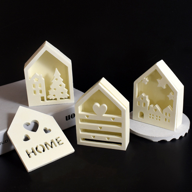 Early Riser Starry Christmas Hollow House LED Silicone Mold DIY Heart Tree Ornament Gypsum Night Light Kit Festive Decor