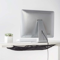 Organisateur de câbles flexible 34x69CM sous le bureau, panier de gestion de câbles en maille avec rangement pour multiprises pour bureaux assis-debout