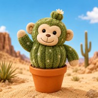 Peluche de créateur en forme de singe cactus, plante en pot en peluche douce pour décoration intérieure sur le thème du désert et cadeau original