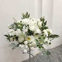 Vente flash : Arrangement floral de grande taille en rose artificielle de 50 cm, 60 cm, 70 cm, 80 cm, centre de table pour mariage, boule de fleurs blanches en soie