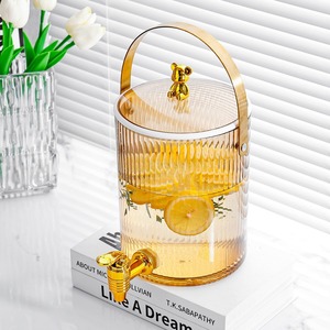 Seau à eau froide grande capacité avec robinet, en plastique alimentaire, pour jus, pour fêtes, adultes, couleur ambre, en PS - Product Image 2