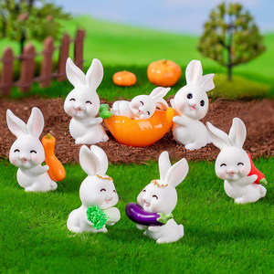 Miniatures Cute Vegetable Bunny Cartoon Animal Figurines DIY Terrarium Decor Fairy Garden Figure Cake Decor Kids Toys & Gifts - Product Image 1