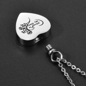 Collier urne étanche en acier inoxydable 316L avec empreinte de patte de chien et cœur en cristal pour cendres, bijou commémoratif pour chien - Product Image 5