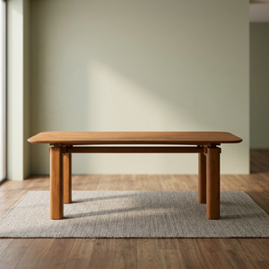 Table à manger rectangulaire en teck moderne, design contemporain, 8 places, pieds en bois massif, imperméable, écologique - Product Image 4