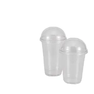 Plastic Cups With Lid Clear 12 16 20 24oz PLA PP PET Cup Plastic Cups Custom With Lid