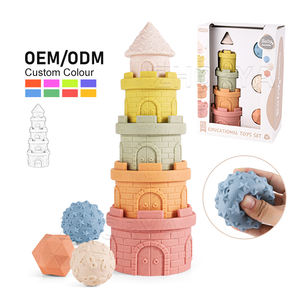 Zhorya sans BPA Silicone doux châteaux blocs <span class=keywords><strong>de</strong></span> construction dentition empilage anneau <span class=keywords><strong>de</strong></span> dentition enfant éducatif bébé empileur jouet empilable - Product Image 1