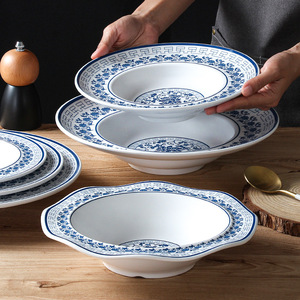 Xiangyuan <b>melamine</b> tableware commercial serving <b>plates</b>, imitation porcelain <b>plates</b> for hotels, restaurants, and eateries, round - Product Image 1