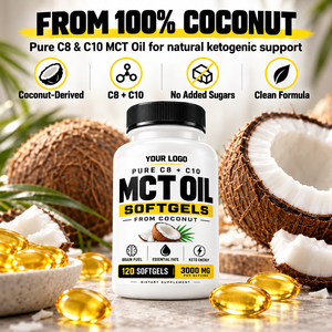 น้ำมันมะพร้าว MCT แบบซอฟต์เจล บรรจุในขวดซีล ไม่มีน้ำตาลเพิ่ม เหมาะสำหรับนักกีฬา ช่วยเพิ่มความทนทาน ดูดซึมเร็ว ผลิตตามมาตรฐาน OEM ทันสมัย - Product Image 3