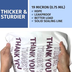 ถุงใส่เสื้อยืดขอบคุณลูกค้า ถุงพลาสติกแบบใช้แล้วทิ้งพร้อมหูหิ้วสำหรับการช็อปปิ้งและร้านอาหาร - Product Image 3