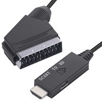 Adaptador Compuesto Portátil 1080p con Cable de Alimentación USB, Convertidor PAL/NTSC SCART a HDMI para TV STB/DVR VCR para HDTV