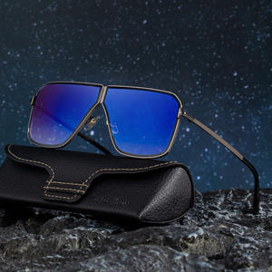 Lunettes de soleil carrées Jojo Hane, monture en métal, protection UV400, lunettes de conduite unisexes, verres bleus, pare-soleil de classe 2 - Product Image 1