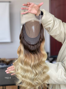 Luxe européen cheveux Balayage dentelle avant cheveux Topper 5 étoiles qualité 8*8 taille de Base 20 pouces Durable vague de corps noeuds simples - Product Image 5