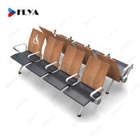 Chaise d'attente 3 places pour hôpital, sièges en tandem, salle d'attente d'aéroport, clinique, banc en bois