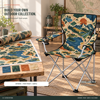 Chaise de voyage pliante robuste avec accoudoirs, porte-gobelet et motif logo personnalisé pour le camping en plein air (vente en gros)