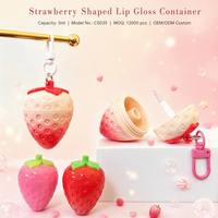 ISMAN Custom 3ml Aardbei-vormige Lipgloss Verpakking Schattig Fruit Transparante Tube Sleutelhanger Cosmetische Verpakking Groothandel