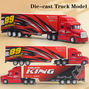 Logotipo personalizado <span class=keywords><strong>Camiones</strong></span> rojos Vehículos de juguete fundido a presión 1:48 Camión contenedor americano Modelo Camión contenedor para colección de modelos de juguete - Product Image 2