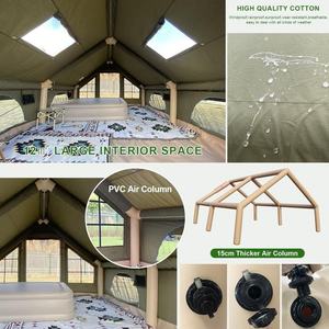 Tenda da Campeggio di Lusso Gonfiabile in Tessuto di Cotone Impermeabile con <span class=keywords><strong>Poncho</strong></span> Antipioggia, Tenda a Rapida Apertura per Quattro Stagioni per Esterni - Product Image 5