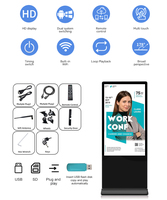 Pantalla LCD Comercial para Publicidad de 50 Pulgadas, Vertical, Versión Android, Monitor con Soporte de Pie, Tótem de Señalización Digital