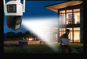 กล้องวงจรปิดไร้สายแบบคู่เลนส์สำหรับภายนอกอาคาร ระบบ WiFi หมุนได้ 360 องศา พร้อมระบบตรวจจับความเคลื่อนไหวด้วย AI และไซเรน - Product Image 5