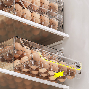 रसोई काउंटर स्टैकेबल प्लास्टिक ट्रे एक्रिलिक फ्रिज भंडारण आयताकार अंडे रेफ्रिजरेटर के लिए - Product Image 4