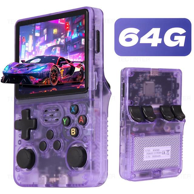 R36HD Portable Retro Mini Handheld Game Console 3.5 Inch IPS Screen Video Game Console 64G Built-in 20000+ Games