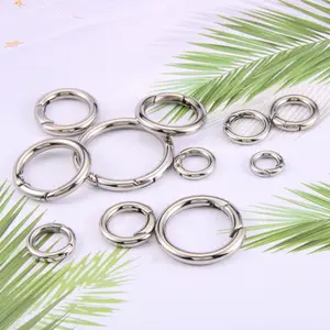 Stainless Steel Metal Spring Gate O Rings Clasp Round Enhancer Shortener Ring Spring Clasp Connector for Handbag Purse