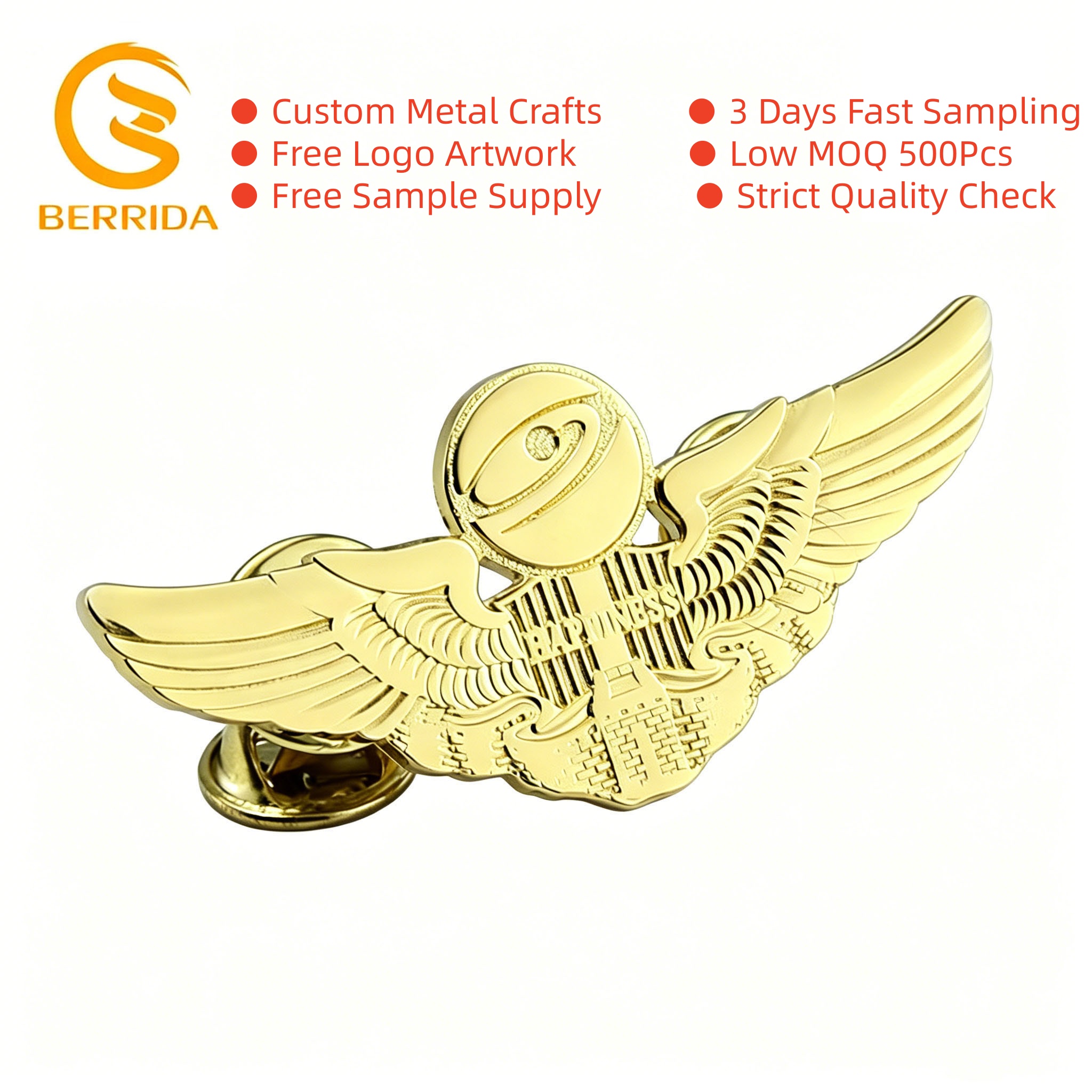 Gold Plated Staff Brooch Pin