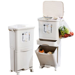 <b>Kitchen</b> Waste <b>Bin</b> With Lid Dry Wet Separation Sorting Trash Can For Home Use Indoor Rectangular <b>Large</b> Capacity - Product Image 5
