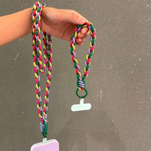 Creative Short Woven <b>Lanyard</b> Detachable Anti-Lost for Mobile Phones Keychains-Color Blocked Knotting Made of Durable Polyester - Product Image 4