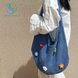 2025 Netizen, bolso con solapa Ins a la moda para mujer, bolso de ganchillo de alta capacidad con dos correas, cierre abierto, forro de PU - Product Image 1