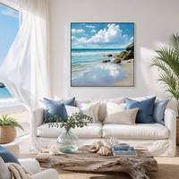 Impression d'art mural de paysage marin OEM ODM avec cadre, dernier design, peinture à l'huile sur acrylique pour la décoration du salon
