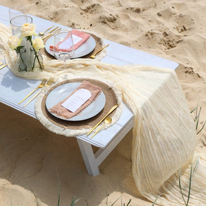 Chemin de table double face en polyester et coton contemporain, rayé, en organza transparent, techniques de tissage, personnalisable, élégant, vintage, pour la maison - Product Image 3