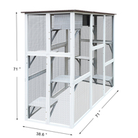 Enclos pour chat en bois massif, résistant aux intempéries, gris, moderne, écologique, 71 pouces, avec 6 plateformes de saut et 2 niches pour la sieste, pour Catio