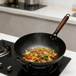 Zhangqiu Flat Bottom Wok 32cm Handmade Iron Non Stick Stir Fry Pan For Home Cooking - Product Image 5