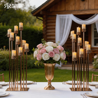 Support de Bougie LED Sans Flamme en Acrylique et Fer Doré Rose à 9 Têtes, Idéal pour Centre de Table de Mariage et Événements – Offre Spéciale