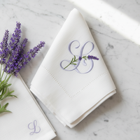 Serviettes en lin brodées sur mesure, style classique, réutilisables, avec ourlet festonné, pour les présentations sur la table à dîner