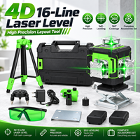 DERUIDA Outils à main multifonctionnels, Niveau laser rotatif vert 4D 16 lignes, Niveaux laser automatiques populaires avec trépied DIY pour une utilisation facile
