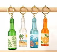 Mini porte-clés transparent mignon en forme de canette de bière ou de vin, breloque personnalisée pour sac, cadeau promotionnel souvenir
