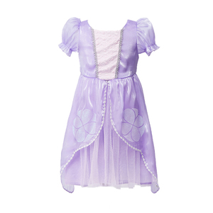 Économies importantes sur la robe Sophia, offre de liquidation, authentifiée OPA, FAMA, enfant, manches bouffantes violettes, doublure en coton, boîte cadeau, directement de l'usine - Product Image 1