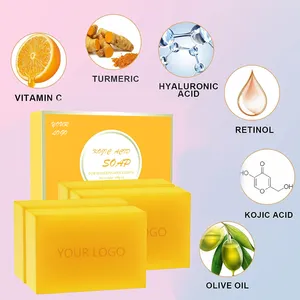 Vendita calda Private Label Hand Clean Kojie San sbiancamento della pelle illuminante acido kojico vitamina C curcuma sapone acido ialuronico