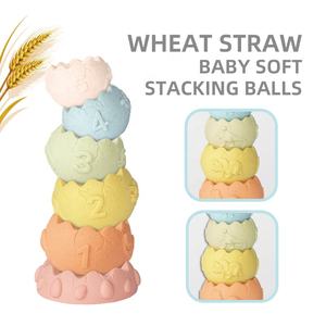 Paglia di grano giocattoli da bagno per bambini peluche di dinosauro giocattolo impilabile con suono BB e numeri 6 pz cremagliere - Product Image 2