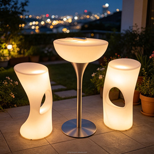 Table de cocktail LED ronde rechargeable 16 couleurs écologique pour <span class=keywords><strong>bar</strong></span>, boîte de nuit, jardin, terrasse, événements et fêtes - Product Image 3
