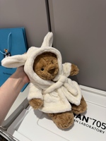 Peluche super douce édition peignoir Lapin Bartholomew, avec oreilles de lapin, confortable, couleur crème, cadeau en gros, 26 cm