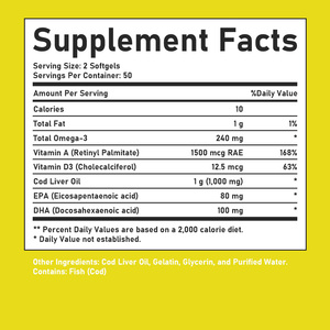 Cápsulas de Aceite de Hígado de Bacalao a Precio de Mayoreo, Ayuda a Mantener Huesos y Músculos Saludables con Omega-3 Total, Suplemento Herbal - Product Image 2