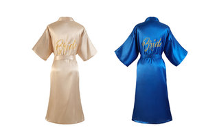 Vestaglia taglie forti abbigliamento da notte in seta di ghiaccio abito da notte sposa damigella d'onore accappatoio da donna - Product Image 2