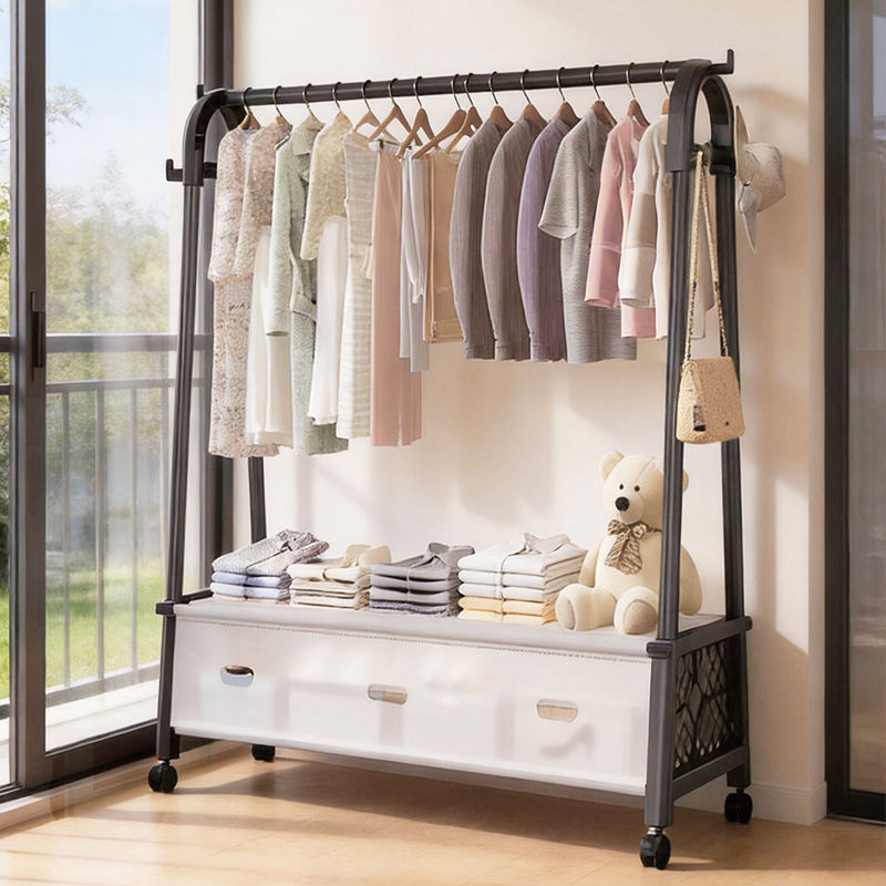 125cm A Frame Metal Clothing Rack Rolling Garment Rack Dustproof ...