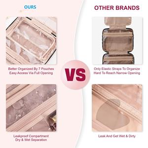 Trousse de toilette suspendue grande capacité pour l'extérieur avec compartiment étanche et rotation à 360° °   Crochet en métal pour des voyages bien organisés - Product Image 2