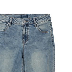 Pantalones vaqueros de cintura media holgados con detalles de cordones laterales, lavado vintage, de pierna ancha, para uso casual, estilo hip hop y urbano. - Product Image 5