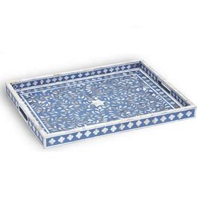 Plateau de service rond en incrustation de nacre le plus vendu Artisanat de taille personnalisée pour usage domestique Fabriqué à partir de bois et d'os - Product Image 1